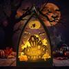 Halloween Led Lamp Witch Battery Powered Halloween Night Light Castle Decorative Ghost Lantern Desktop Ornament