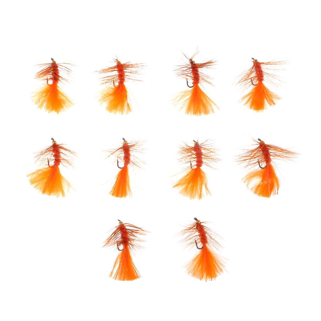 10x10pcs Bead Head Woolly Bugger Wet Flies Sinking Trout Fishing Flies - Orange