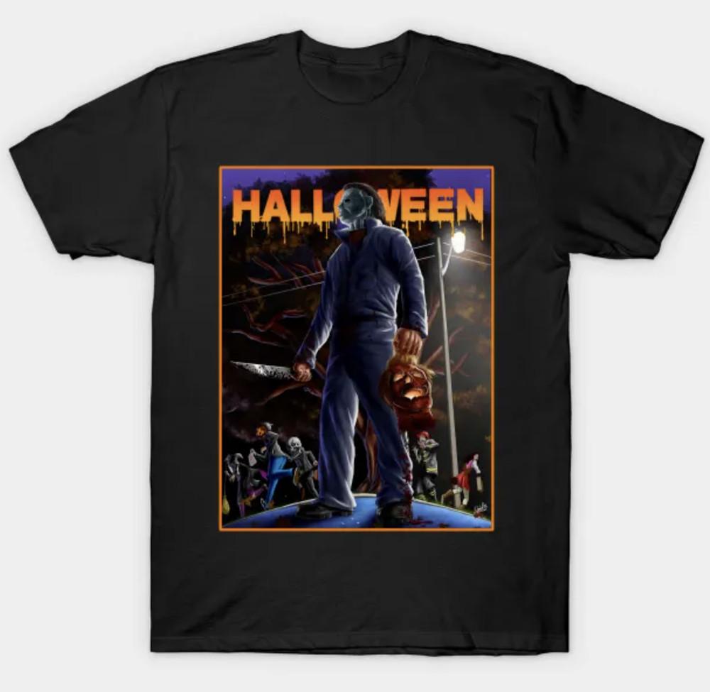 Halloween Michael Myers Short Sleeve Adult Small-3XL XXXL Black Fan Art Unisex T-Shirt