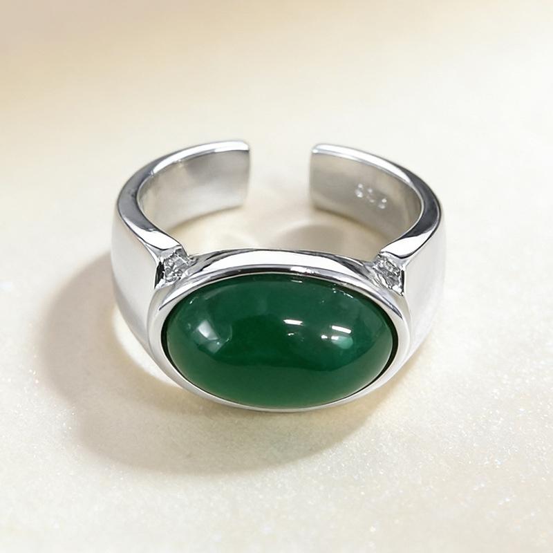 Минималистичное ручное изготовление Большое кольцо с зеленым камнем Тонкие ювелирные изделия Подарок Предотвращает аллергию OneSize