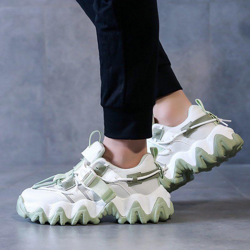

Обувь для папы, женские летние дышащие универсальные повседневные кроссовки с толстой подошвой, модные белые туфли Ins Tide 43 зелёный