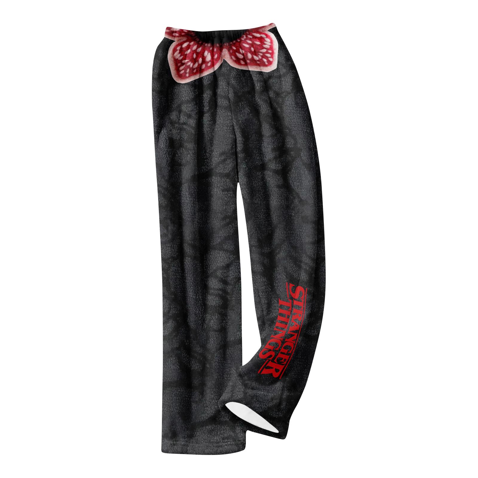 

Children s Fashionable Flannel Printed Long Pants Plush Casual Pants 140 чёрный