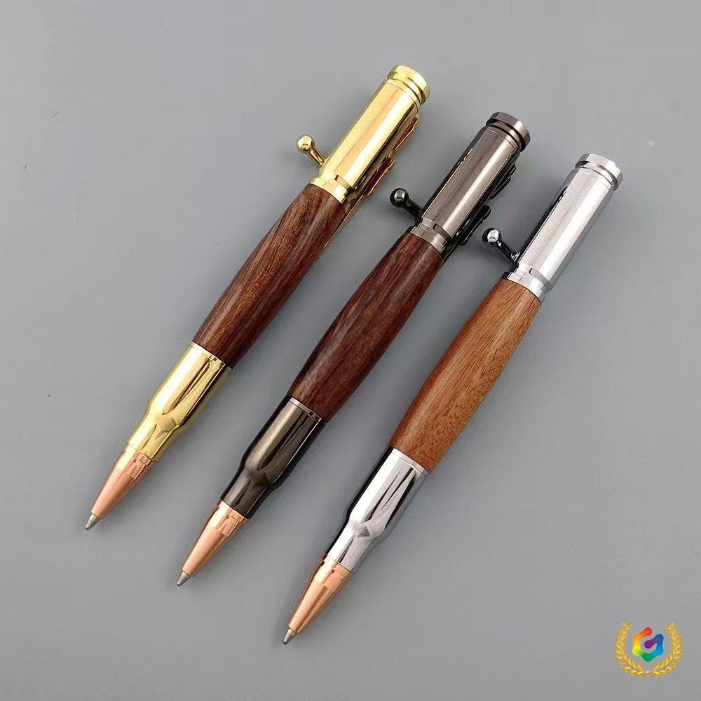 Creative Brass & Sandalwood Bolt Action Pen | Custom Laser Engraved Solid Wood Gift Ballpoint Pen