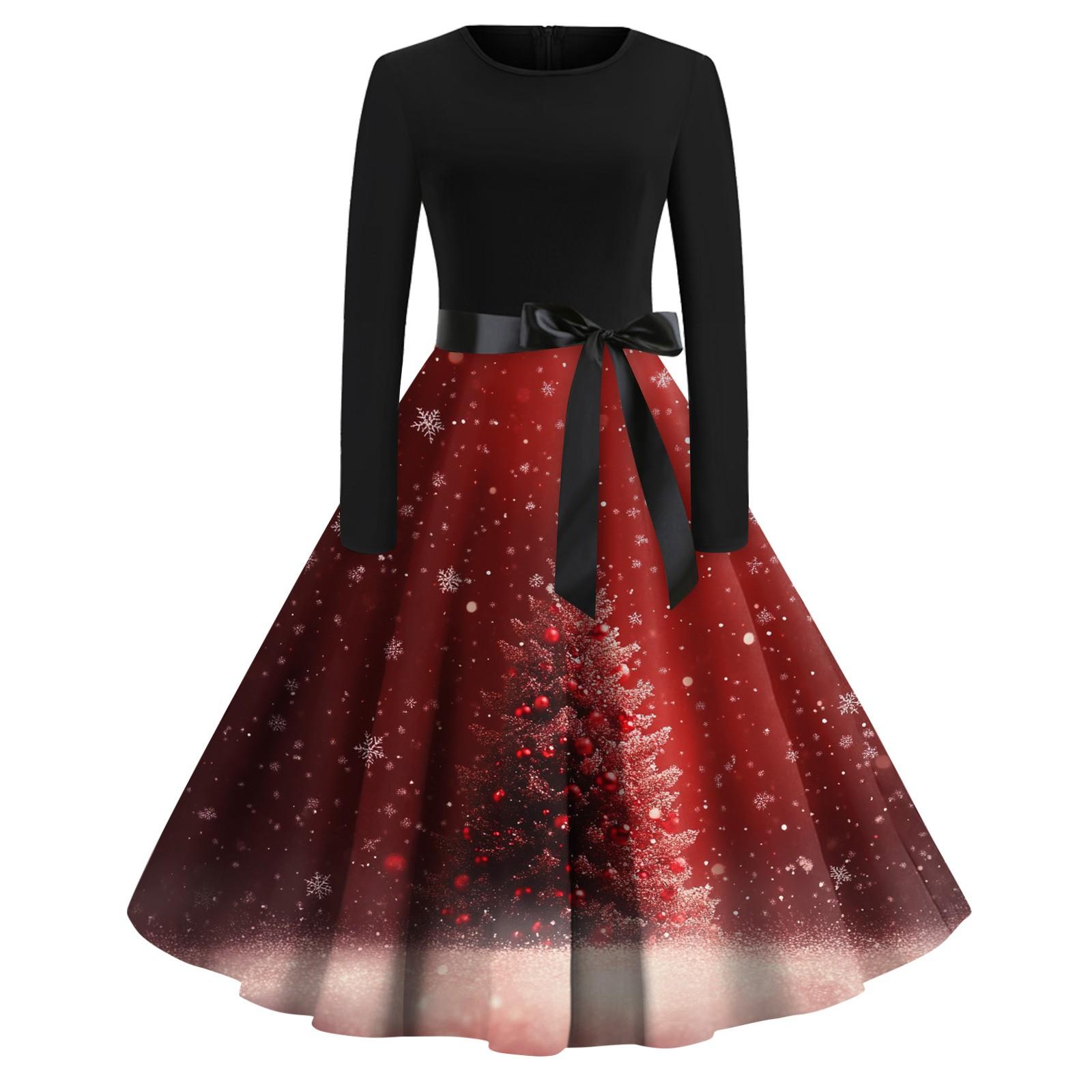 

Женское повседневное и модное винтажное платье с круглым вырезом и принтом XXL