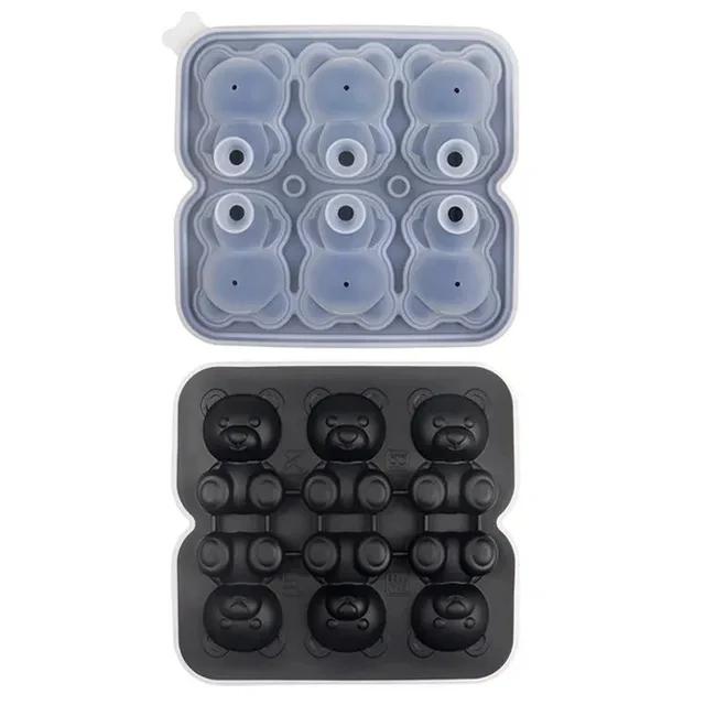 2/4/6 Grids Ice Cube Bear-Shaped Silicone Molder 3d Kawaii Bear Summer Relieve The Heat Diy Drink Ice Coffee Ice Cube Trays Mold