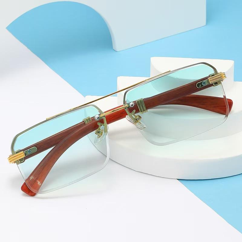 New Sunglasses Trendy Double Beam Trimmed Sunglasses Square Glasses