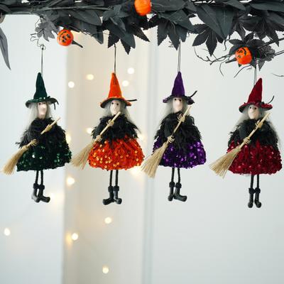Halloween Witch Hanging Decoration Flying Witches Doll Spooky Witch Figurine Garden Yard Haunted House Decor