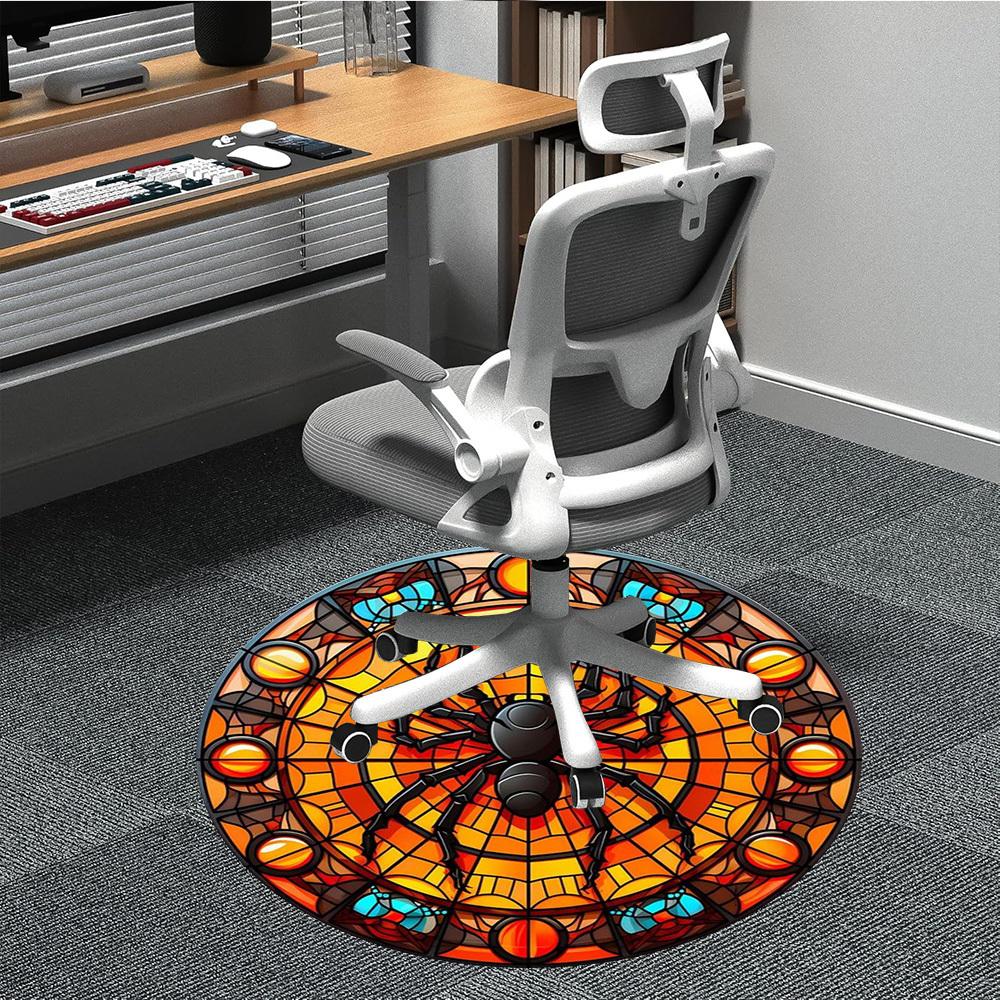 

1pc Spider Stained Glass Chair Carpet for Office Non-Slip Mat for Office - Decorative Floor Mat yy251030219 80cm by 80cm