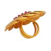 Plated Kundan, LCT, Pearls and CZ Studded Traditional Big Oversized Finger Adjustable Ring for Women