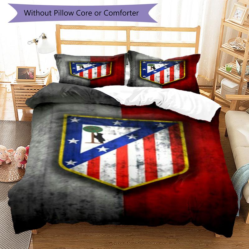 Atletico Football Club Printed Pattern Duvet Cover Set – includes 1 duvet cover and 2 matching pillowcases Bedroom decor Christmas gifts