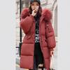 Parka de Algodón Plumífero Chaqueta de Mujer Abrigo Largo Tipo Pan Cuello de Piel Grande Chaqueta Acolchada Versión Chaqueta Acolchada Engrosada
