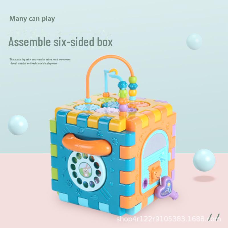 Six-Sided Multifunctional Baby Toy: Shape Matching & Cognitive Building Blocks for Early Education (Ages 1-3) - Free Shipping