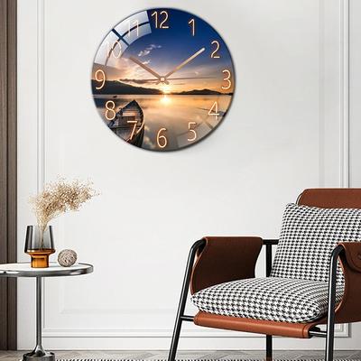 Digitale Wanduhr mit geringem Geräuschpegel, 30 cm/12 Zoll Sonnenuntergang-Nachglühen-Wanduhr, Quarzuhr, leise, einfache Uhr für die Heimdekoration im Kinderzimmer