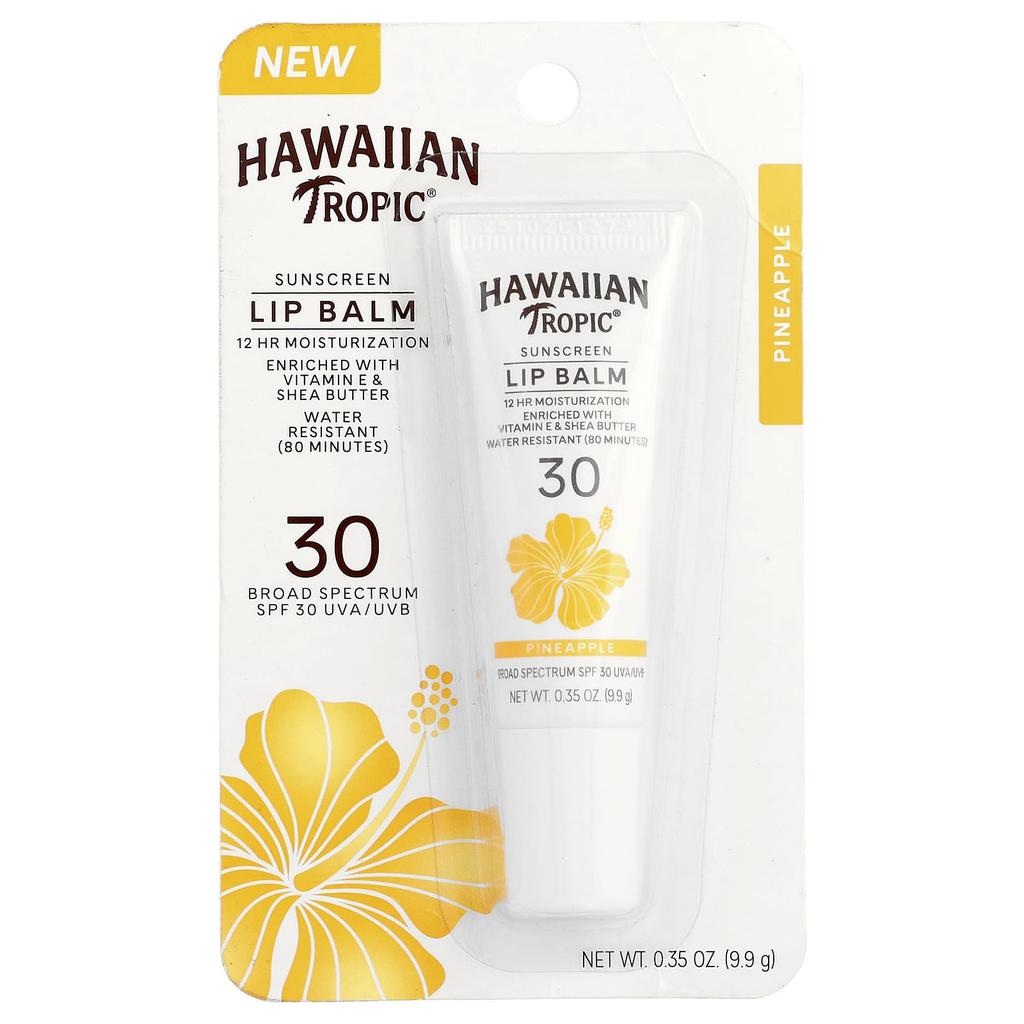 Hawaiian Tropic UV Protection Lip Balm, SPF 30, Pineapple, 9.9g (0.35oz)