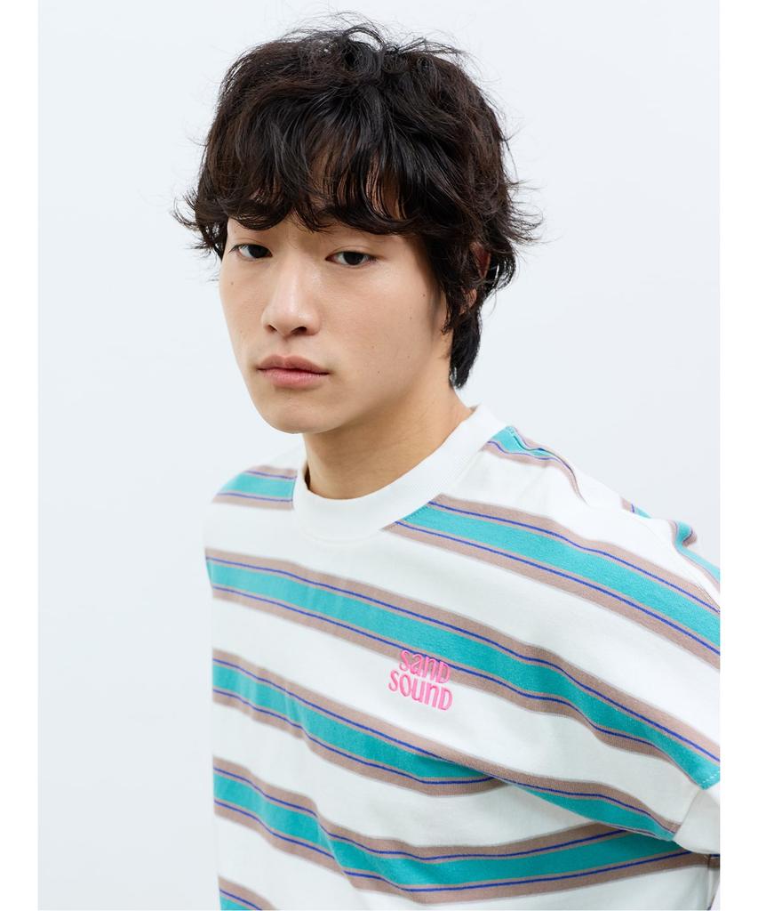 Saendeusaundeu (Unisex) Striped Long Sleeve T-Shirt Ivory