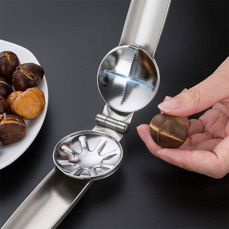 Multifunctional Nut Cracker with 2 Picks Chestnut Clip Walnut Almonds Hazelnuts Pliers Metal Nut Opener Plier Chestnut Opener