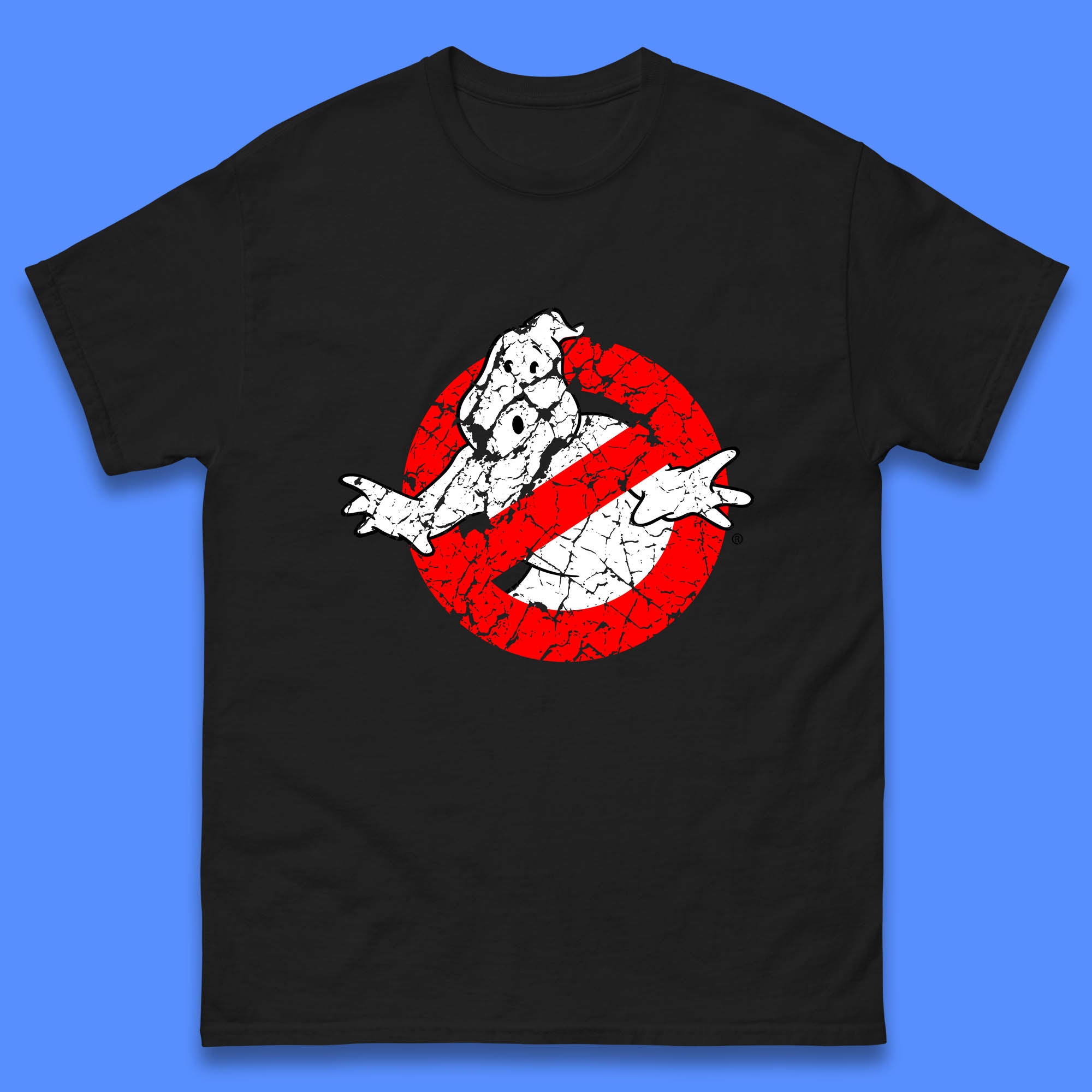 Distressed The Real Ghostbusters No Ghost Symbol Retro Halloween Movie Costume Mens Tee Top S