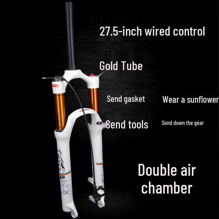 Dual Air Chamber Mountain Bike Fork - 26/27.5/29 Inch, Adjustable Damping, Magnesium Alloy