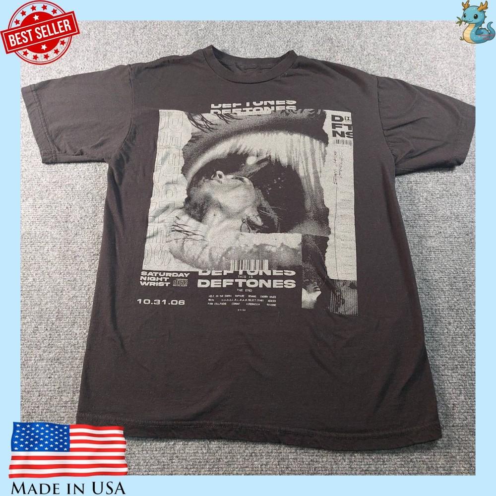 Deftones Субботняя Ночь Браслет Футболка Винтажная Футболка Рок-Группы Репринт Унисекс Футболка XL