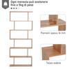 Libreria, Libreria S-Shaped a 6 Ripiani, Unità di Archiviazione, Scaffale Espositore per Soggiorno, Camera da Letto, Studio, Piante, Acero