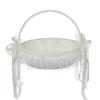 White Ruffle Flower Girl Basket with Lace and White Ribbon for Various Wedding Themes For Wedding Day