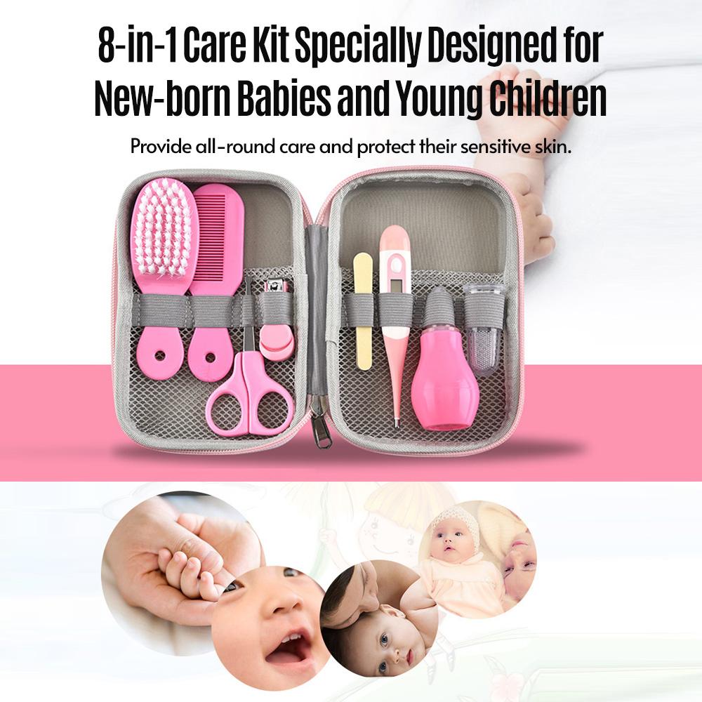 Portable Baby Grooming Kit Baby Safety Care Set Nail Clipper Nail File Brush Comb Nasal Aspirator