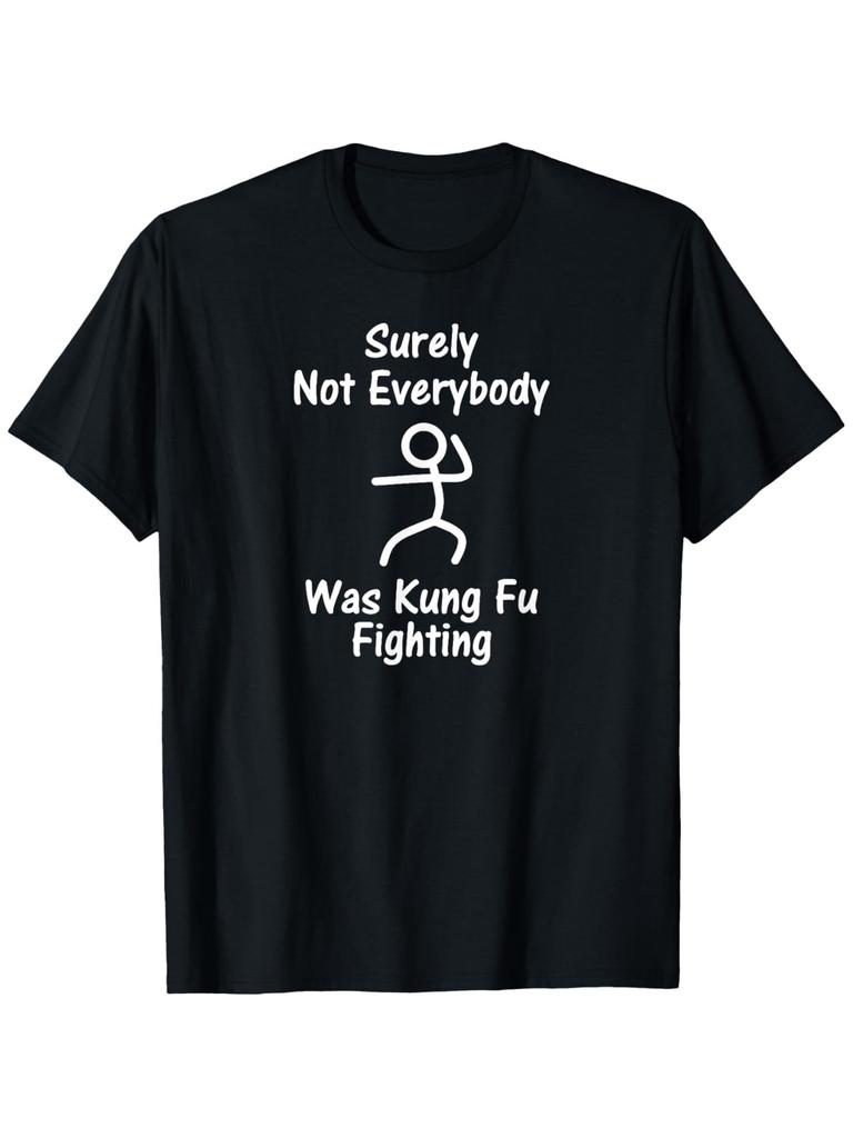 Kung Fu Fighting Meme Stick Figure Graphic Tee Mens Casual Short Sleeve Cotton TShirt