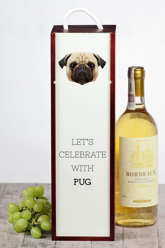 Mops, Pug, Carlin - Geometryczne Pudełko Ze Zdjęciem I Napisem Na Wino Marki Art-Dog