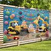 Party-Hintergrund BauLKW Gelber Bagger Luftballons Kuchen Verspielte Foto-Booth-Deko Geburtstagsparty-Deko