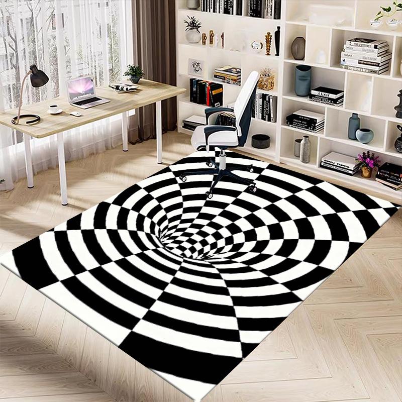 1PC Checkerboard Tunnel Extra Large Non Slip Floor Carpet, Office, Family, Bedroom, Studio Large Area Rug Indoor Rugs, Vibrant Colors