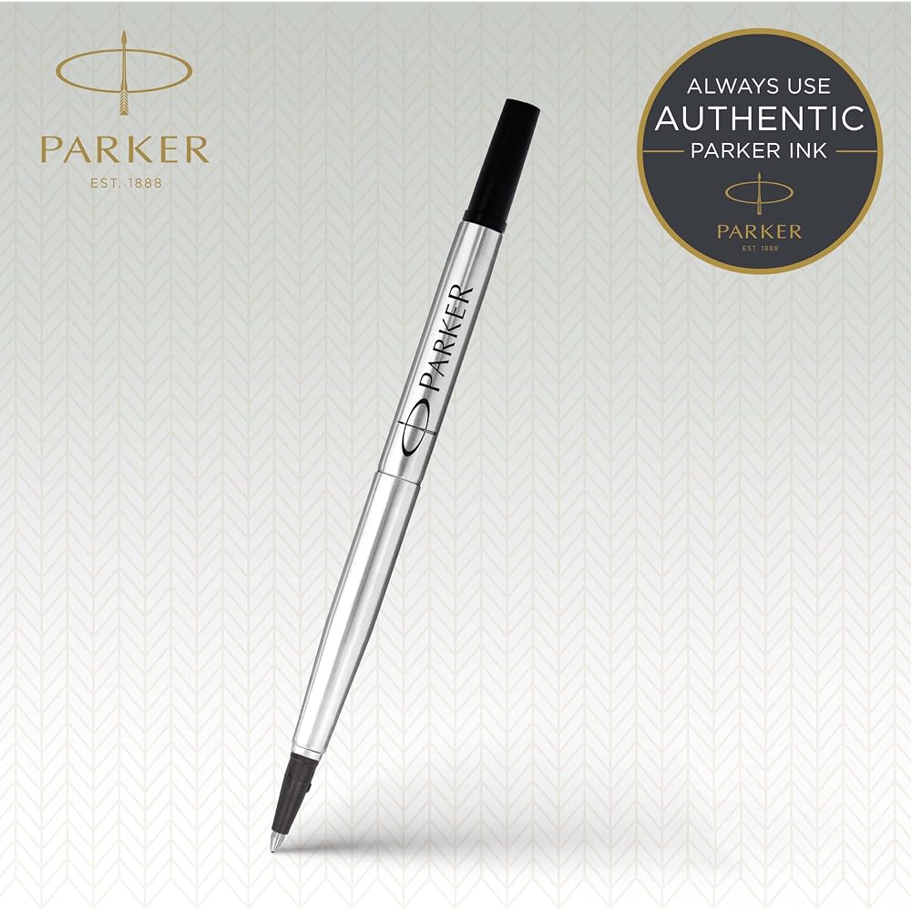 PARKER Parker Rollerball Refill, Black, 1 Pack, Black, F Fine, 0.5mm, Water-based Ballpoint Pen R...