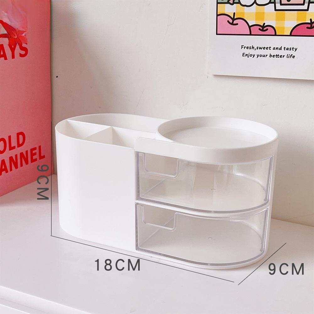 Creative Desktop Storage Box Organizer Plastic Drawer Transparent Kawaii Ins Multifunction Student Pen Holder Organizer Box Cute