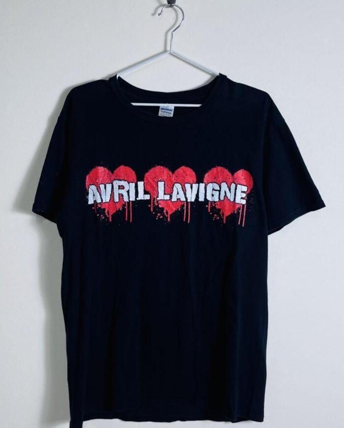 Винтажная черная хлопковая футболка Avril Lavigne 2004 года Тур Все размеры S-345XL HRS84 Унисекс футболка XXXXL