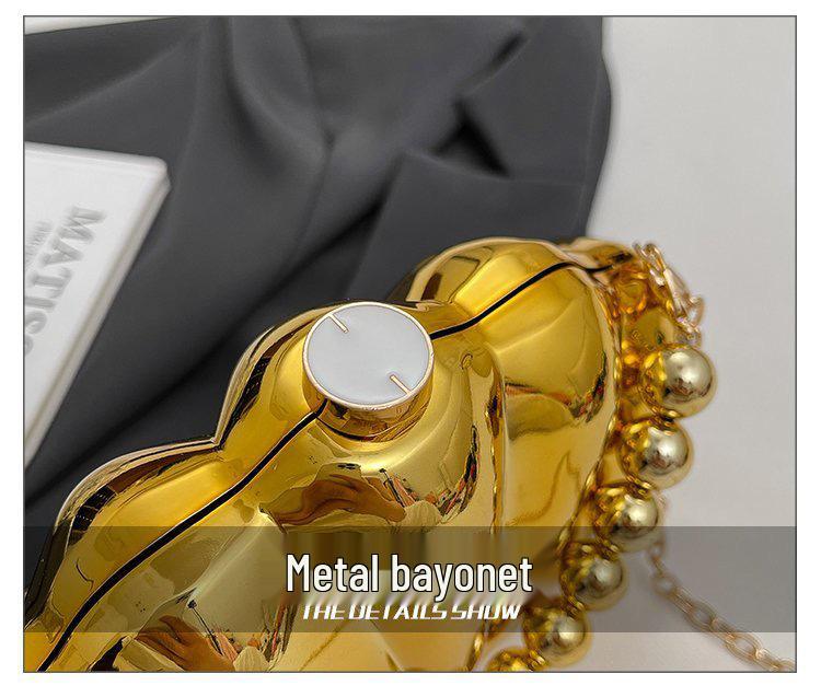 Trendy Mini Crossbody Bag with Shiny Pearl Chain - Embossed Texture, Light Luxury Fashion for Women