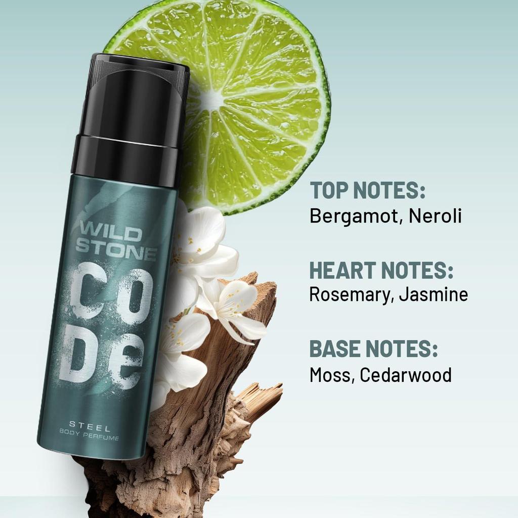Stone Code Steel Long Lasting No Gas Body Perfume For Men, 150Ml