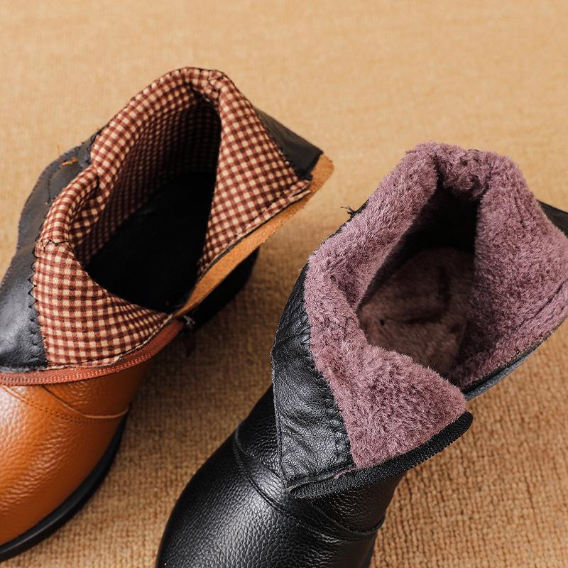 GKTINOO 2025 Autumn Winter Genuine Leather Women's Short Boots Mother Shoes Ankle Boots Soft Sole Vintage Thick Heels Booties