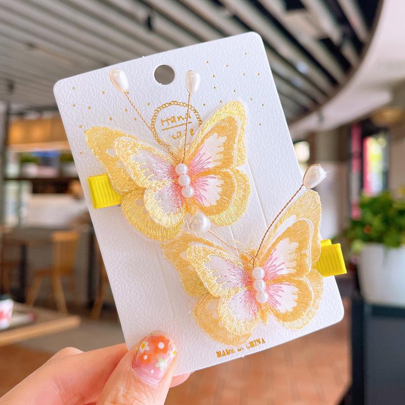 Korean-Style Embroidered Bow Hair Clips for Girls