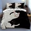 Contrast cat duo Bedding Duvet cover sets Duvet covers Pillowcases gifts (1 * Duvet Cover 2 * Pillowcases, without duvet insert)