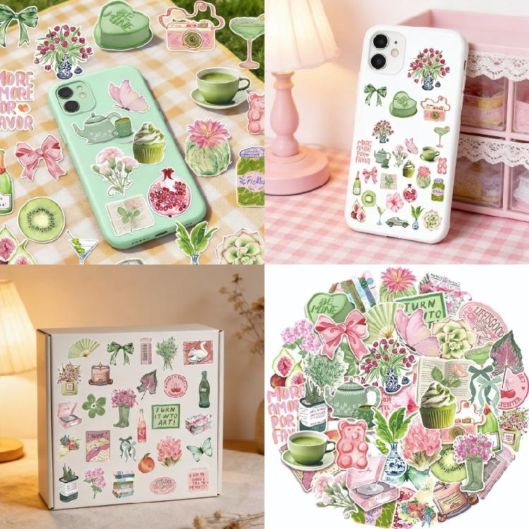 50Pcs Scrapbooking Decorative Sticker Adhesive Sticker for Scrapbooking Journal Laptop Phone Case Bike Embellishment