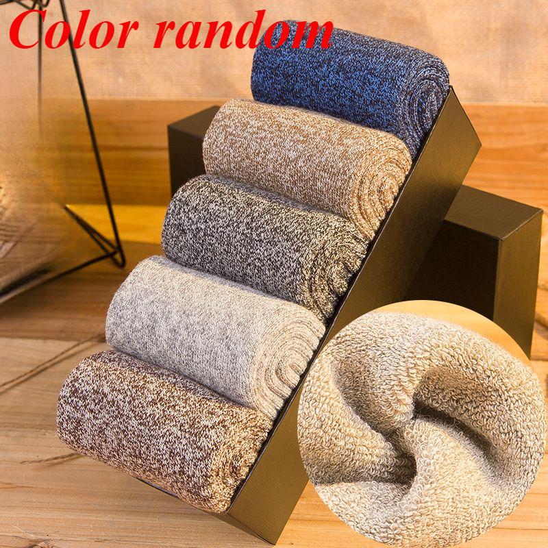 6 perechi de șosete calde de lână pentru bărbați de iarnă, groase, de înaltă calitate, Harajuku, retro, zăpadă, casual, de cașmir