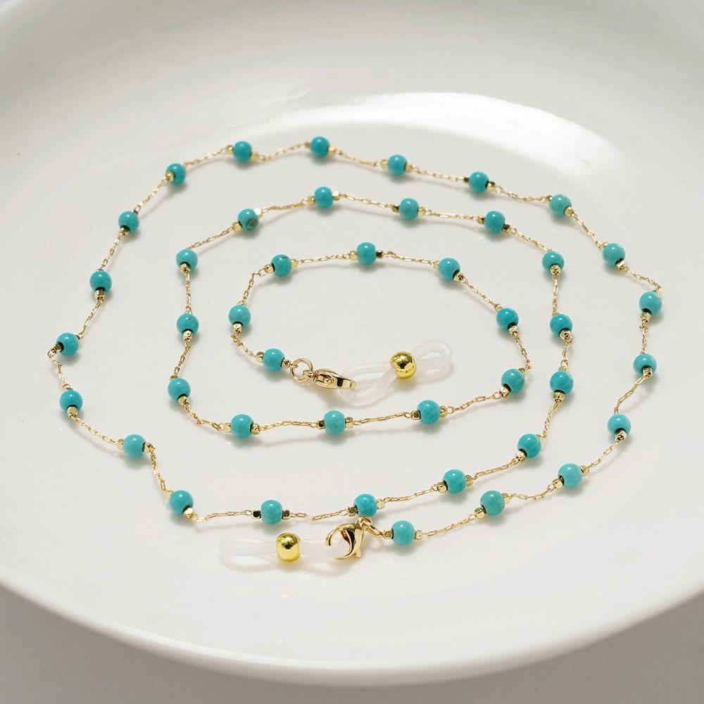 Turquoise Beads Glasses Chain Anti-Lost Beaded Eyeglass Holder Necklace Neck Strap Hanging Neck Eyeglass Lanyard Reading Glasses