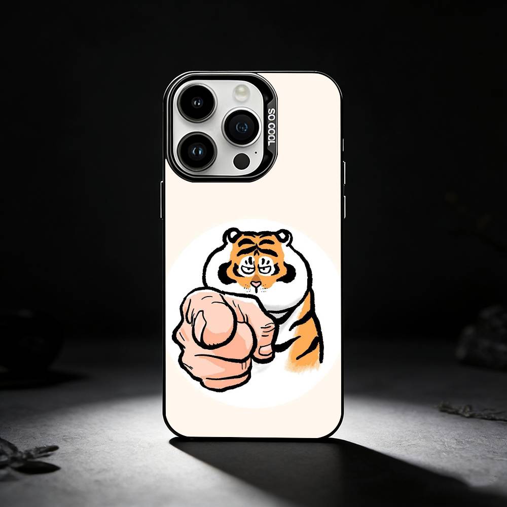 

Fat T-Tiger Phone Case For iPhone 17,16,15,14,13,12,11 Plus,Pro Max,XS,Colored silver phone case iPhone16e