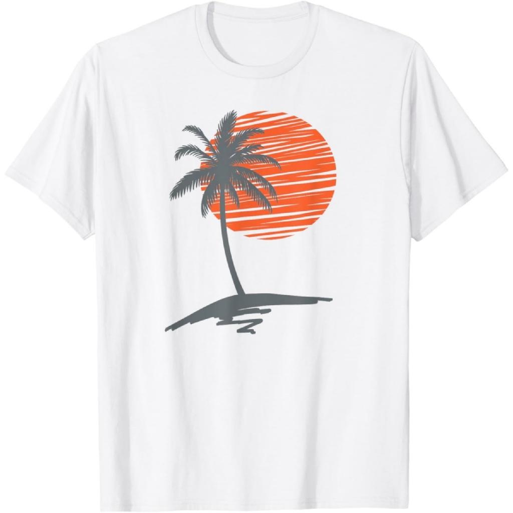 Cool Summer Beach Vacation Men Women Sunset Palm Tree T-Shirt