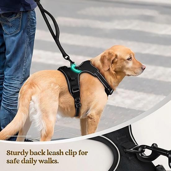 Dog Harness with Handle Breathable Adjustable Padded Dog Harness Reflective No Pull Dog Harness with Front Clip for Walking Training Hunting