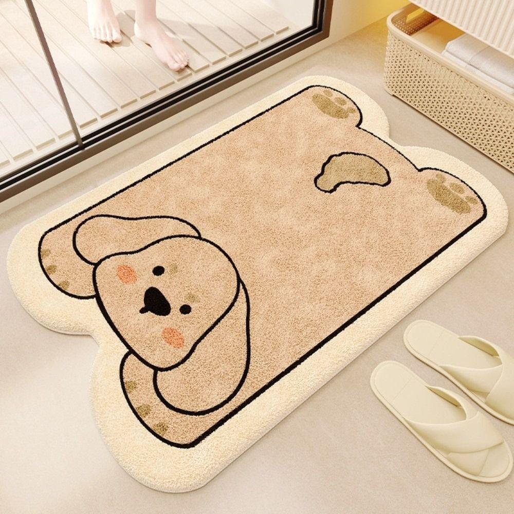 Material Bathroom Floor Mat Cartoon Design Water Absorption Foot Mat Irregular Shaped Non-Slip Toilet Carpet Bathroom Use