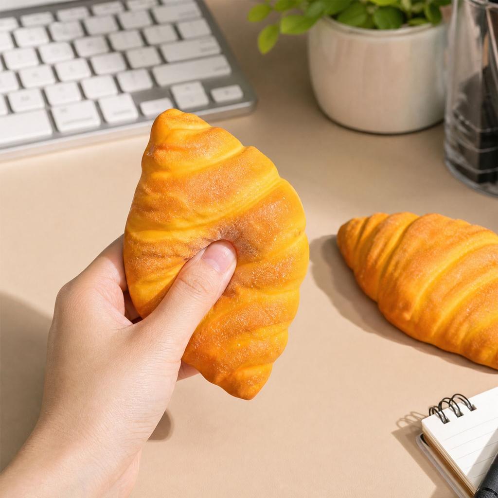 Realistisches Croissant-Spielzeug - Langsam aufgehendes weiches Stressball für Erwachsene und Kinder