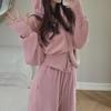 "Women's Retro Hong Kong-Style Hooded Tracksuit: Loose-Fit Sweater and Slim Pants for Spring & Autumn"