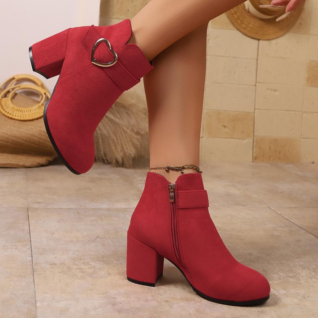 Damen Stiefeletten mit Blockabsatz Frühling/Herbst Mode Einfarbig Seitenreißverschluss Hohe Absätze Sexy Elegant Stilvoll Kurze Stiefel