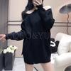 Coco Yuka Knit Sweater Mini Long Loose Sexy Tunic Solid Pearl Detail Size & Off-the-Shoulder Dress, Sleeves, Fit, Dress, Off-the-Shoulder, Cute,
