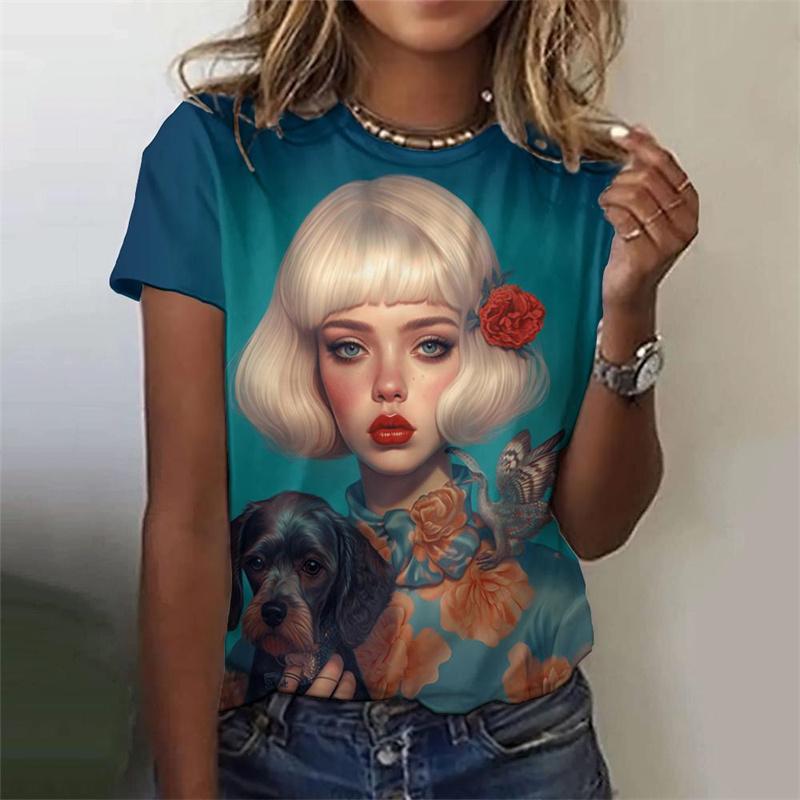 

Cartoon Girl Graphic 3D Print Women s T-Shirts Summer O-Neck Short Sleeve T Shirt Y2k Harajuku Tees Casual Tops Female Clothing 5XL